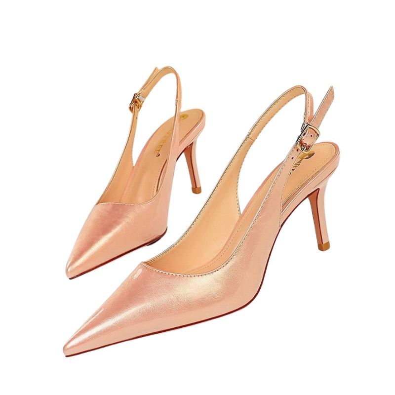 BIGTREE Giày Cao Gót 9.5cm Da Mũi Nhọn Miệng Nông Phối Dây Đeo Sành Điệu Cho Nữ Mall-869-2