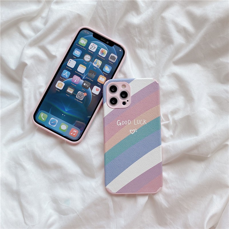 Bao Da Màu Cầu Vồng Cho Xiaomi Mi 11 6 6x A2 A3 Lite 8 8 Lite 9 10 Lite 10x 9seredmi K30 K40 Note 8 Pro 7 6 9 K20