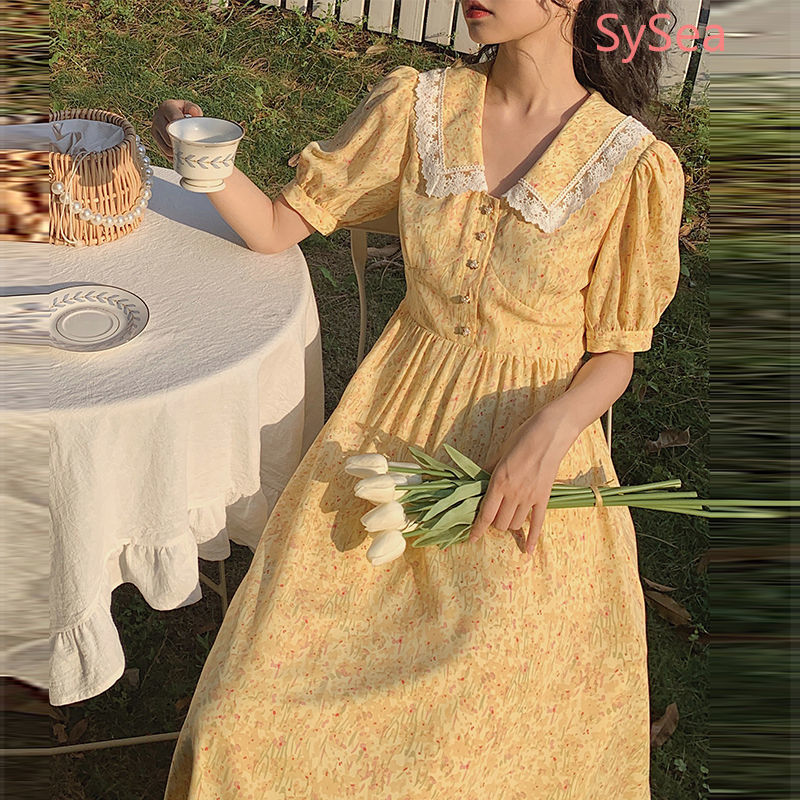 Đầm Maxi Chất Chiffon Hoạ Tiết Hoa Phong Cách Retro