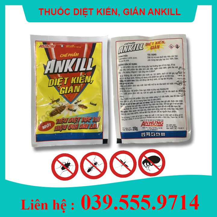 [Chính hãng] Chế phẩm Ankill diệt kiến gián côn trùng gói 20gram