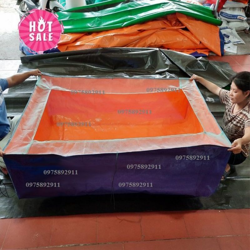 Bể bạt nuôi ốc ếch cá 2x1x0,5 chống nhảy