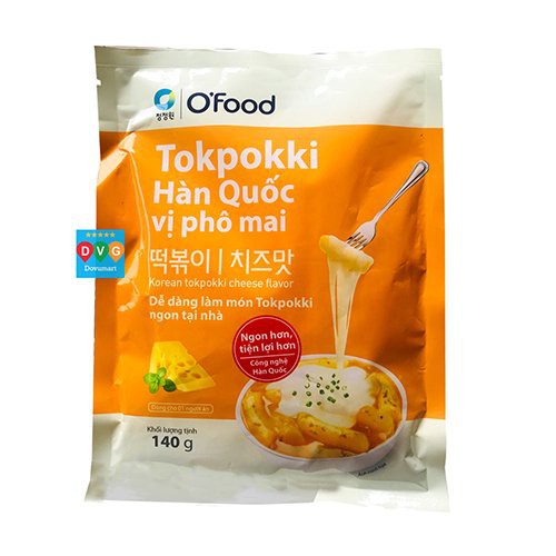 Bánh Gạo Tokpokki Hàn Quốc Vị Phô Mai Kèm Sốt Nấu O'Food (Gói 140g)