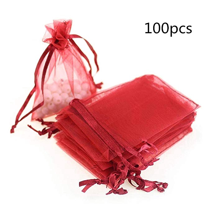 Set 100 Túi Lụa Dây Rút 7x9 cm Đựng Quà Tặng