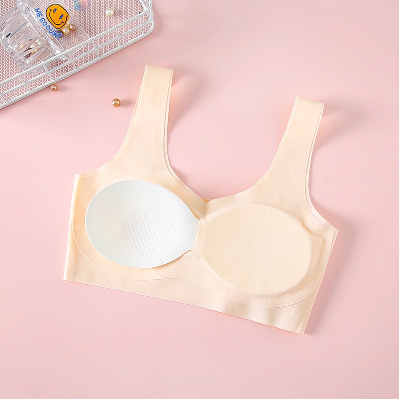 Áo Ngực Thể Thao Bằng Lụa Mát Không Viền Chống Chói Chống Nhìn Trộm Cho Bé Gái