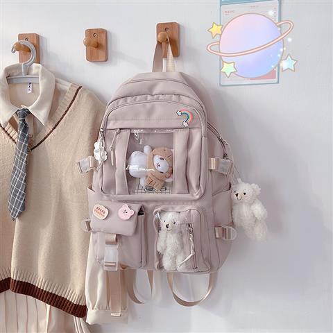 InsThe Wind Capacity High School Student Bag Korean Women Harajukuulzzang Style Cartoon Backpack Middle School Backpack Backpack Fabric