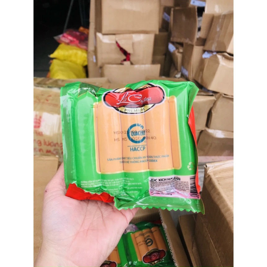 Xúc xích hải sản LACUSINA (gói 500G 10 chiếc) ăn văt, thả lẩu ship hỏa tốc Hà Nội