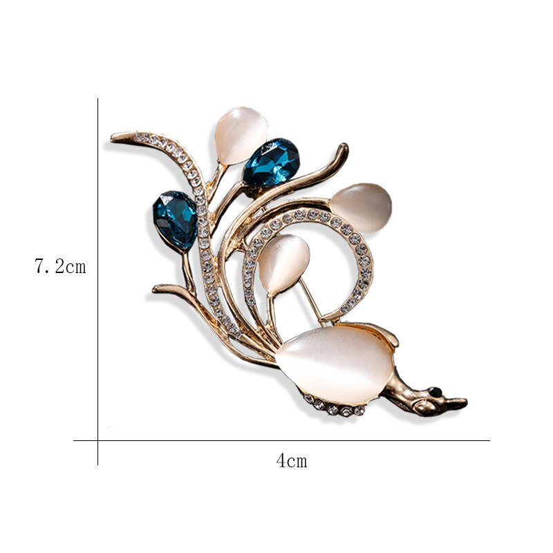 Trâm cài áo hình chim phượng hoàng đính đá opal thời trang