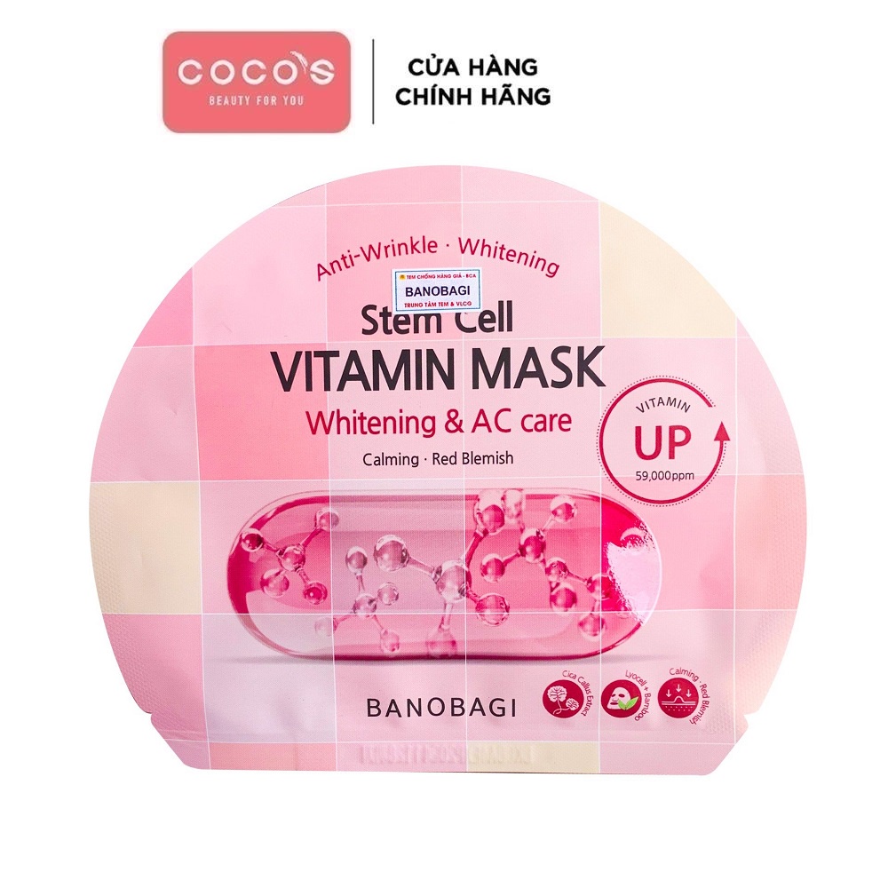 Combo Mix 5 Mặt Nạ Giấy Dưỡng Ẩm Trắng Da Banobagi Stem Cell Vitamin Mask 30ml - [5 MÀU CARO]