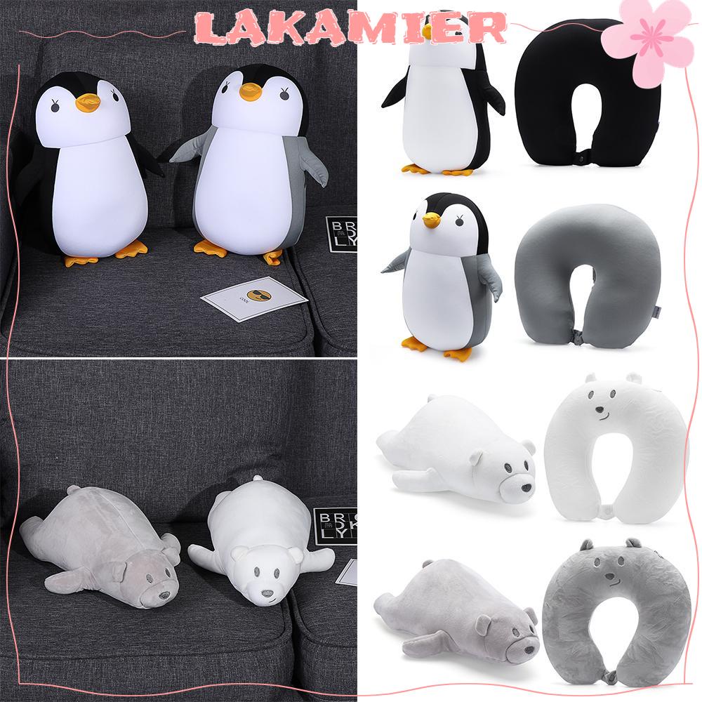 LAKAMIER Multifunctional Soft Fluffy Pillows Bedding Protection Neck U Shaped Changable Cute Cervical Healthcare Cartoon Penguin Whale Multicolor