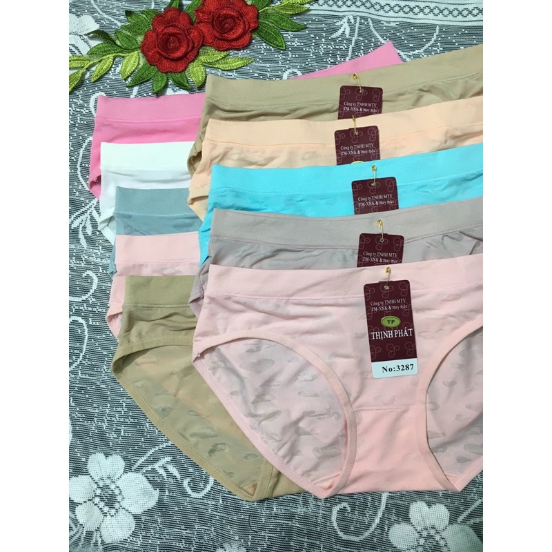 Set 5 Quần lót nữ Thịnh Phát lưng dệt cực êm, quần chíp nữ thun lạnh voan ép size trung
