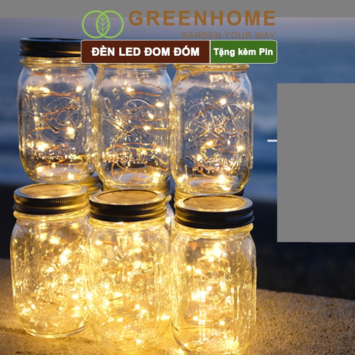 Đèn led đom đóm fairy lights Greenhome, 1 mét, 3 chế độ sáng, tặng kèm pin, chịu nước, trang trí khung tranh, lễ hội | BigBuy360 - bigbuy360.vn