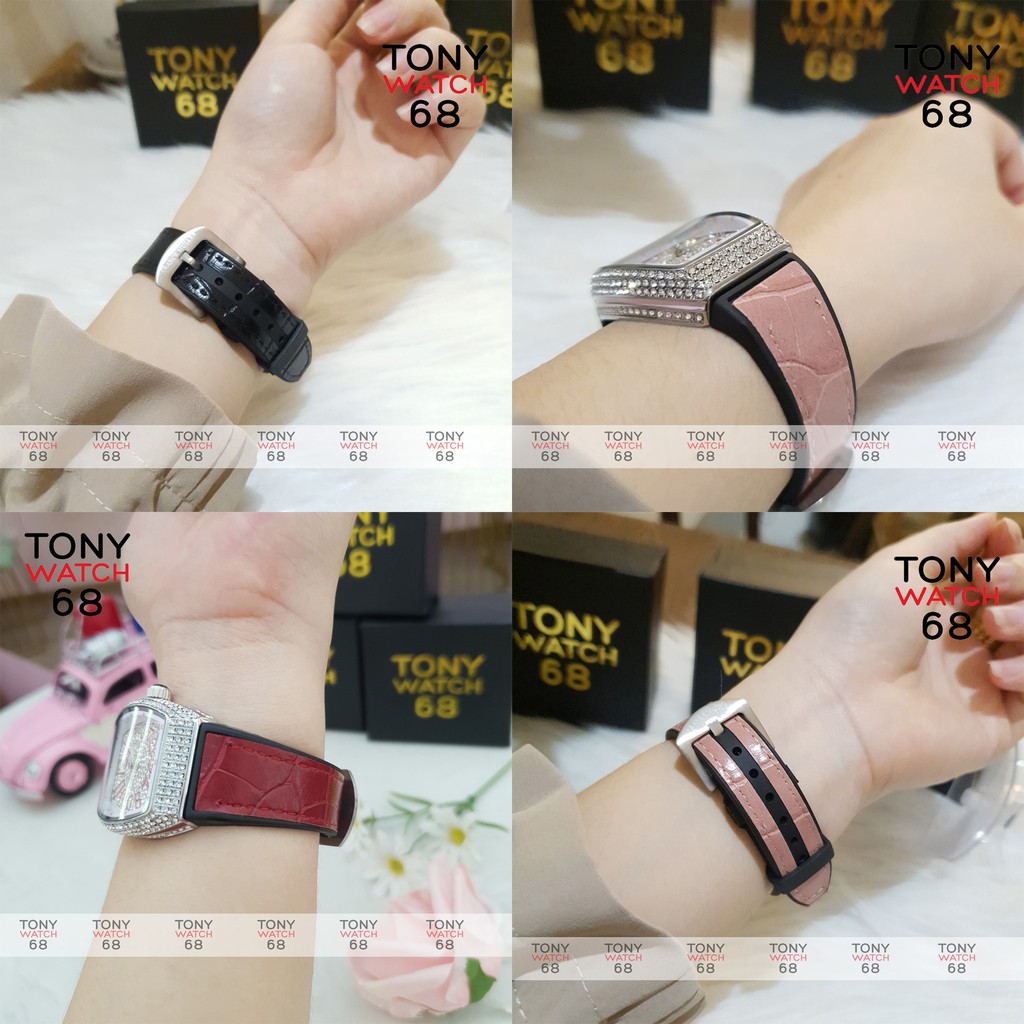 Đồng hồ nữ FM mặt bầu dục đính đá dây cao su bọc da sang chảnh chống nước Winsley | BigBuy360 - bigbuy360.vn