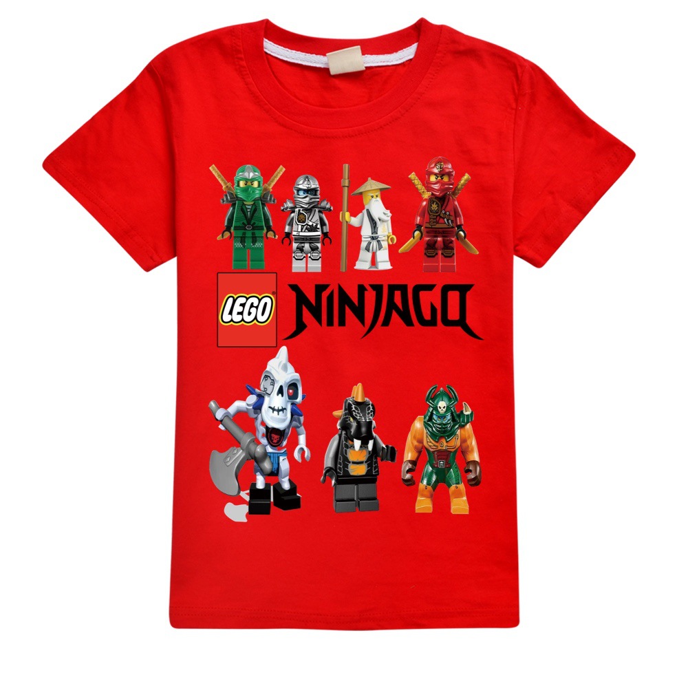 Áo Thun 100% Cotton Cổ Tròn In Hình Lego Ninjago Thời Trang Mùa Hè Cho Bé Trai