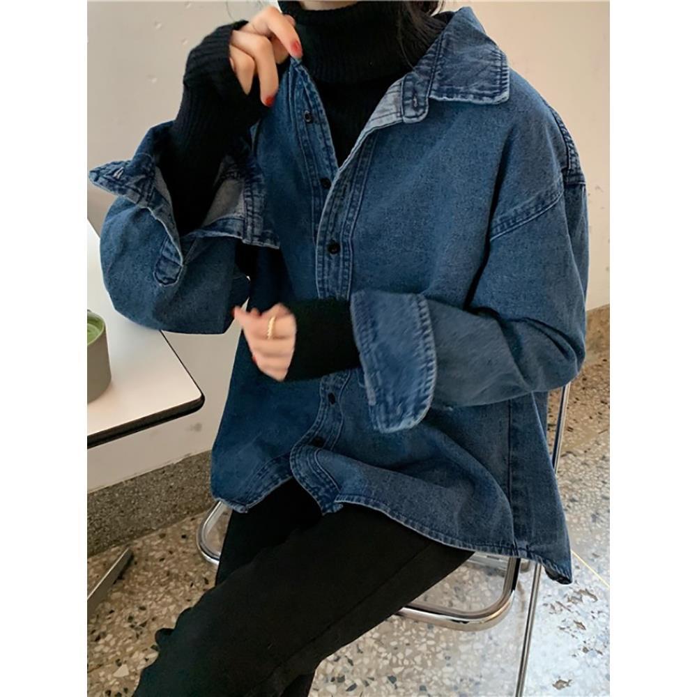 Áo Sơ Mi denim Tay Dài Thời Trang Hàn Quốc 2022