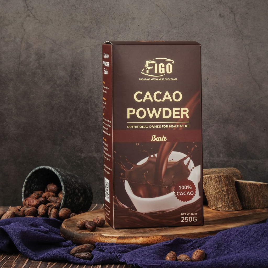 Túi dùng thử Bột cacao nguyên chất không đường 100% cacao Figo 50gram