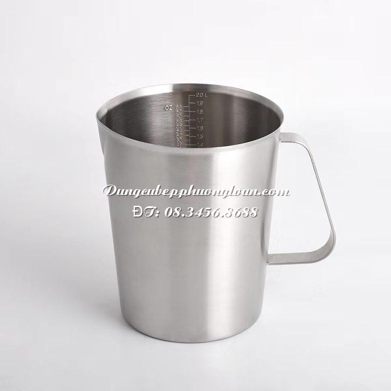 Ca định lượng Inox 304, ca đong inox có vạch chia ml (500m;, 700ml, 1000ml, 1500ml, 2000ml)