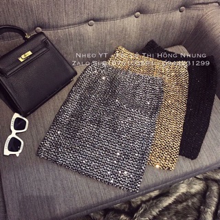 chân váy sequin nhũ lấp lánh