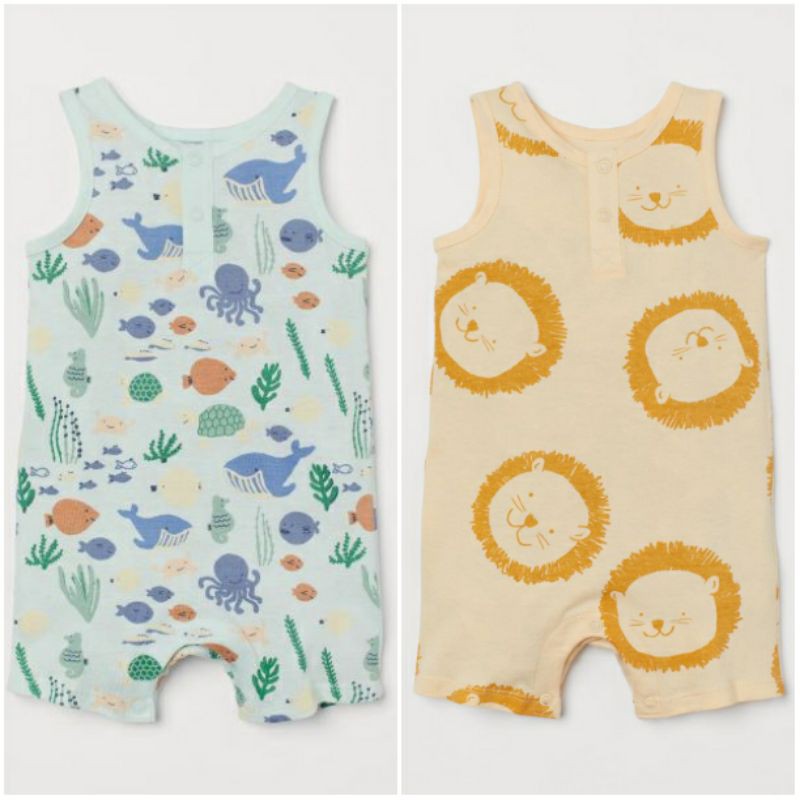 Bộ liền sát nách chất cotton H.M UK Auth size 4/6m đến 18/24m