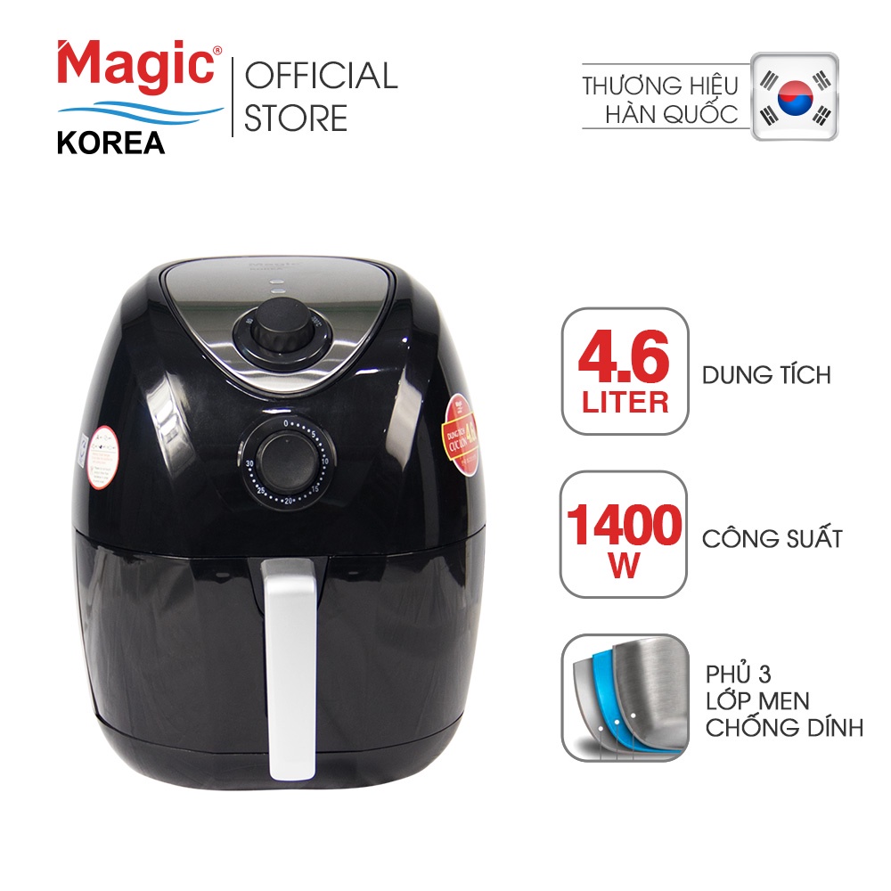 Nồi chiên không dầu Magic Korea A78 New 4.6L cho gia đình 4-6 người,chiên nướng nguyên một con gà 1.5kg,BH chính hãng