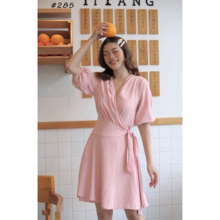 Đầm hồng pastel cột nơ eo siêu xinh