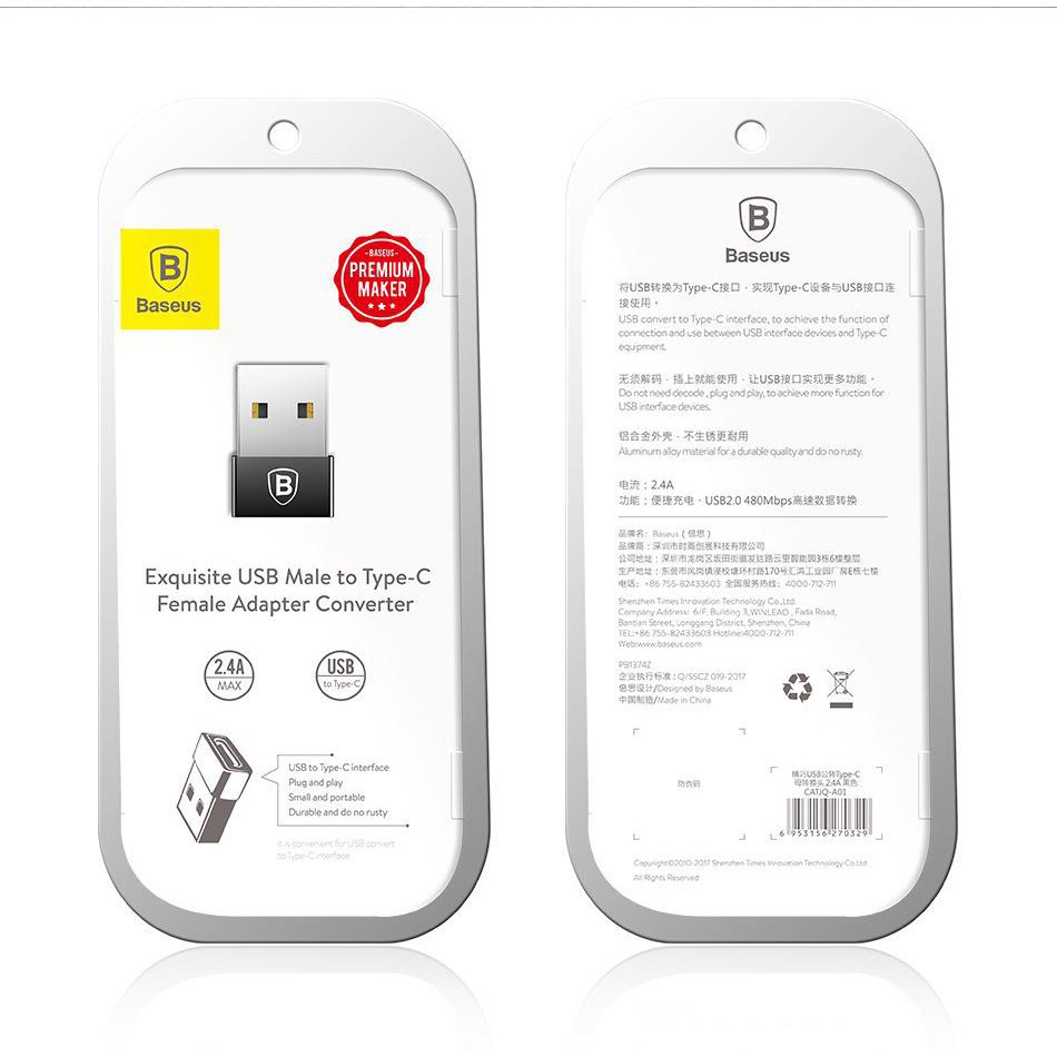 Đầu chuyển đổi type c sang usb Baseus jack TypeC to Usb thiết kế nhỏ gọn đa năng cho samsung oppo xiaomi andoird ...