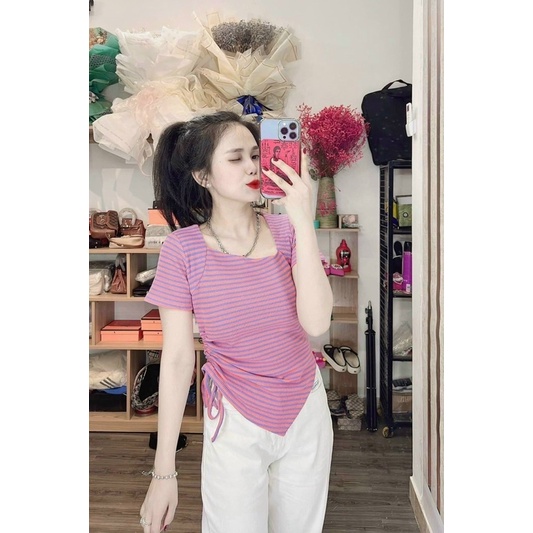 áo thun boby sọc tay ngắn rút eo