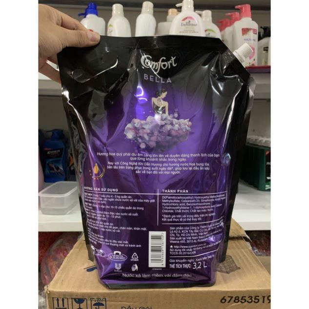 Nước Xả Vải Comfort Hương Nước Hoa Thiên Nhiên Bella (3.2L)( mầu tím)