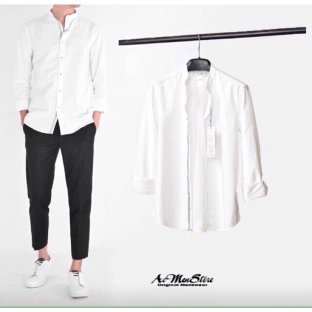 ÁO SƠ MI NAM CỔ TRỤ VẢI oxford From dáng body