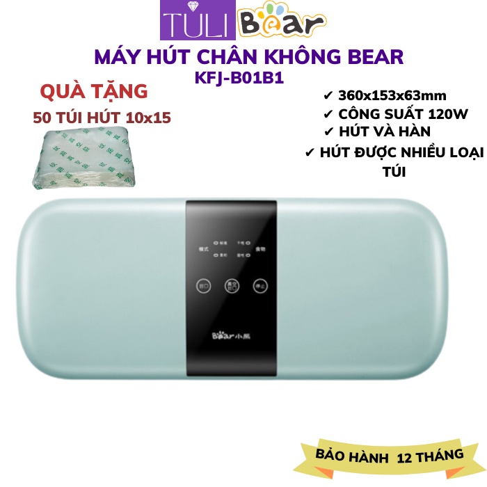 Máy hút chân không thực phẩm cầm tay mini Bear FKJ - B01B1 (bản Nội địa), hút và hàn, TẶNG kèm 25 túi hút, BH 12 tháng