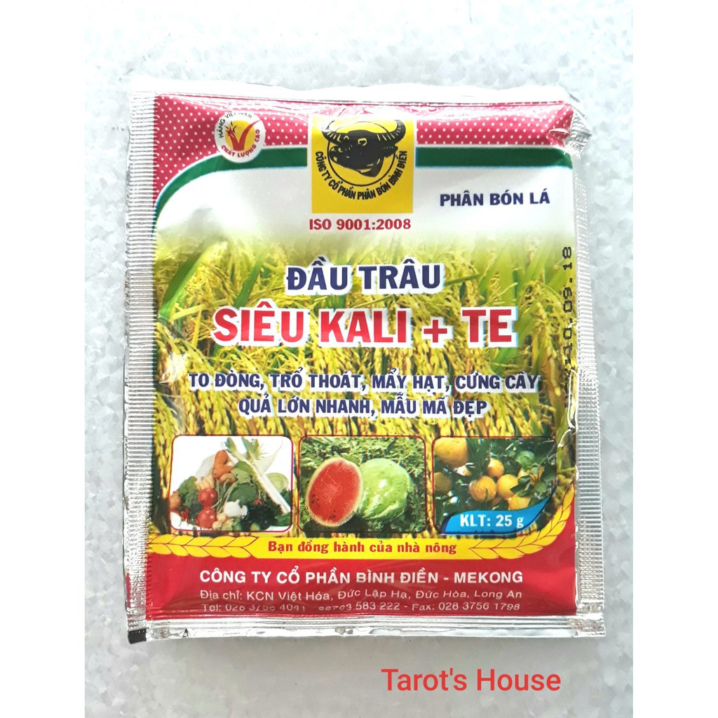 Phân bón lá Đầu Trâu siêu Kali+TE (Gói 25gr) - lớn trái, tăng độ ngọt