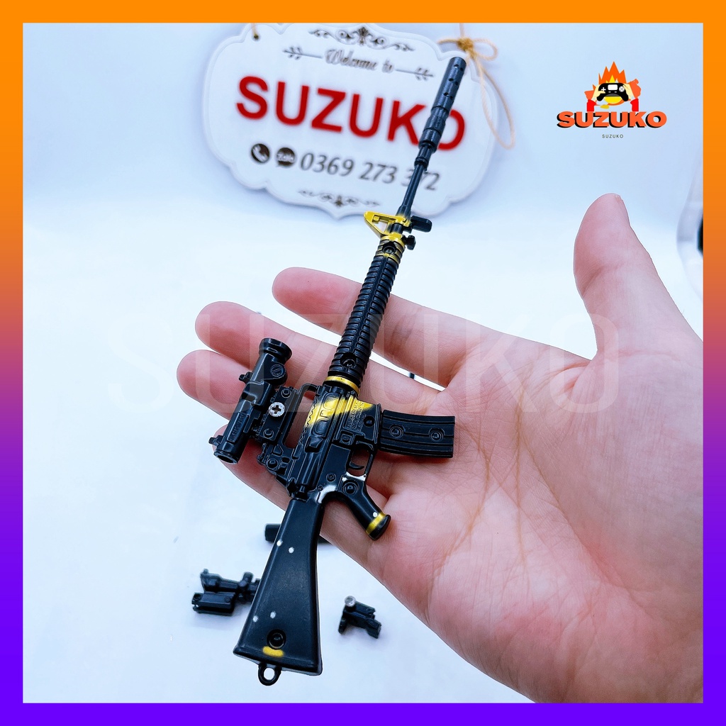Mô hình súng kim loại lắp ráp pubg, csgo free fire đồ chơi lắp ráp M16A4 Ebony nhân vật dài 20cm sưu tầm