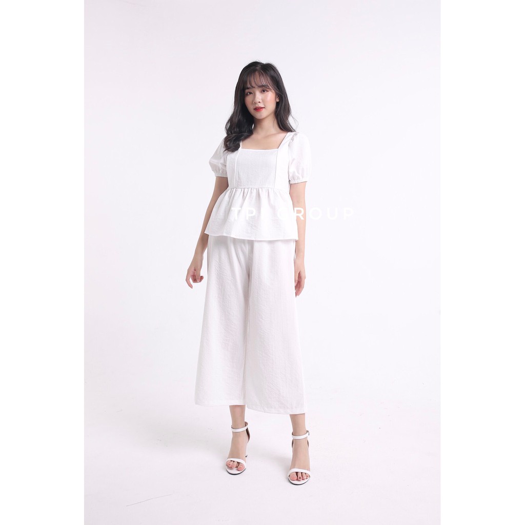 Set bộ đũi áo cổ vuông quần suông lửng cao cấp | BigBuy360 - bigbuy360.vn