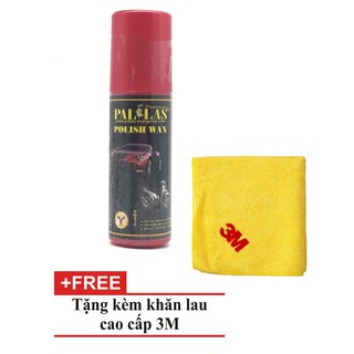 Chai xịt dưỡng bóng sơn và bóng da, làm đen nhựa nhám Pallas Polish Wax 120ml  tặng khăn lau chuyên dụng 3M