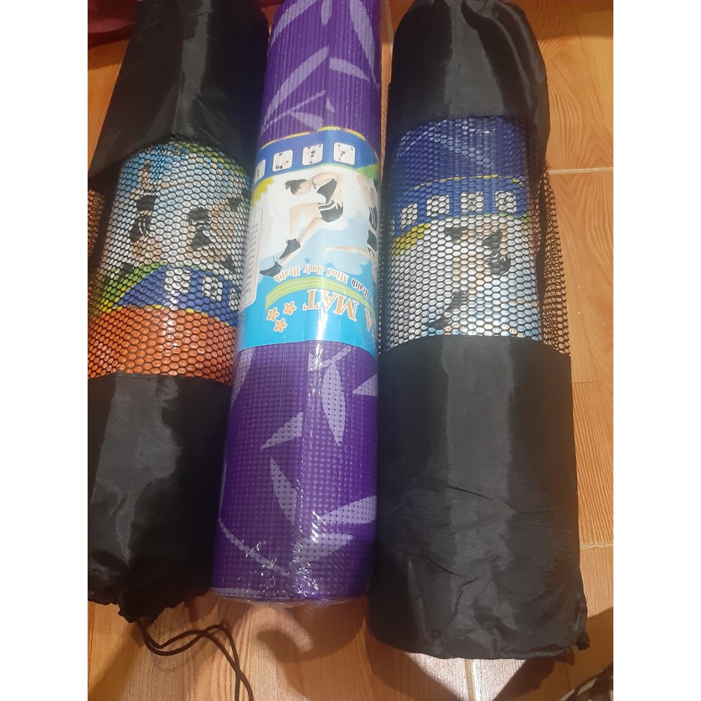 Thảm tập Gym &amp; Yoga có hoa văn kích thước 1m75 x 61cm x 5mm (Có túi đựng kèm)