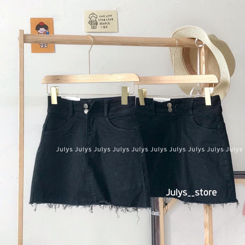 [ Mã FAGREEN55 giảm 10% tối đa 30K đơn 99K] Chân váy bò đen 2 cúc | BigBuy360 - bigbuy360.vn