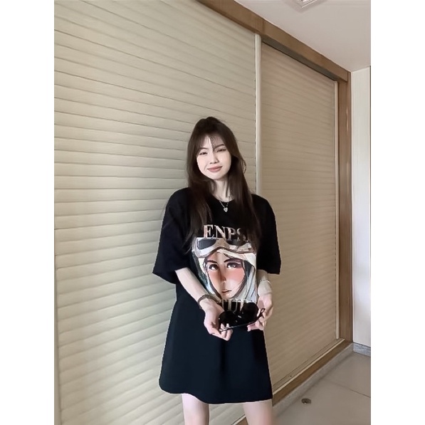 Áo phông TENPSEN RETURN dáng váy dài rộng chất liệu cotton mát