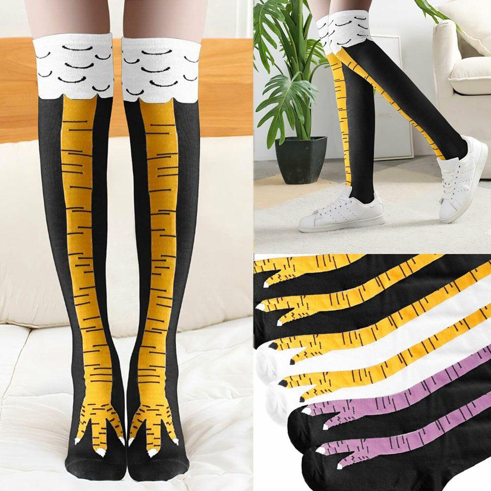 NIUYOU Tất Ống Chân Giữ Ấm In Hình Gà Con 3D Dễ Thương