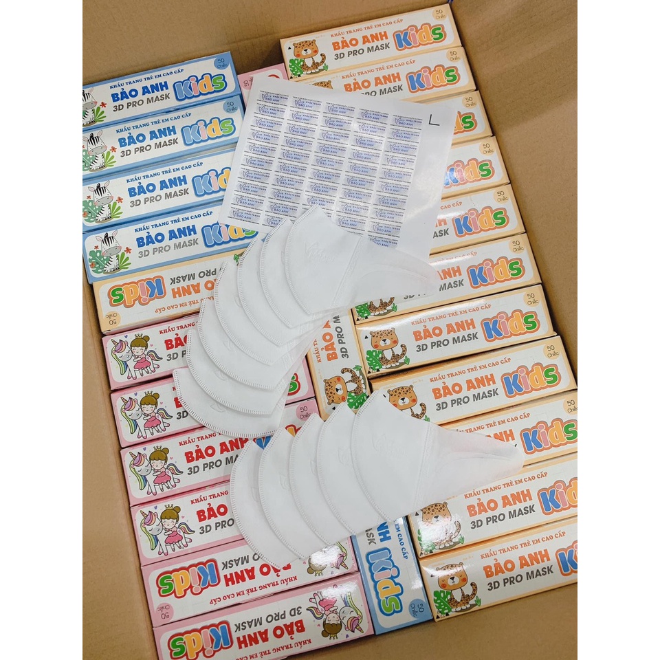 Khẩu trang 3d Mask Diệu Linh trắng trơn cho bé từ 3-8tuoi, kháng khuẩn, dễ thở, không đau tai. Mẫu vỏ hộp mới.
