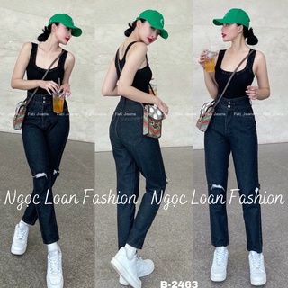 Quần baggy jean nữ cạp cao, ống nhỏ phong cách hàn quốc