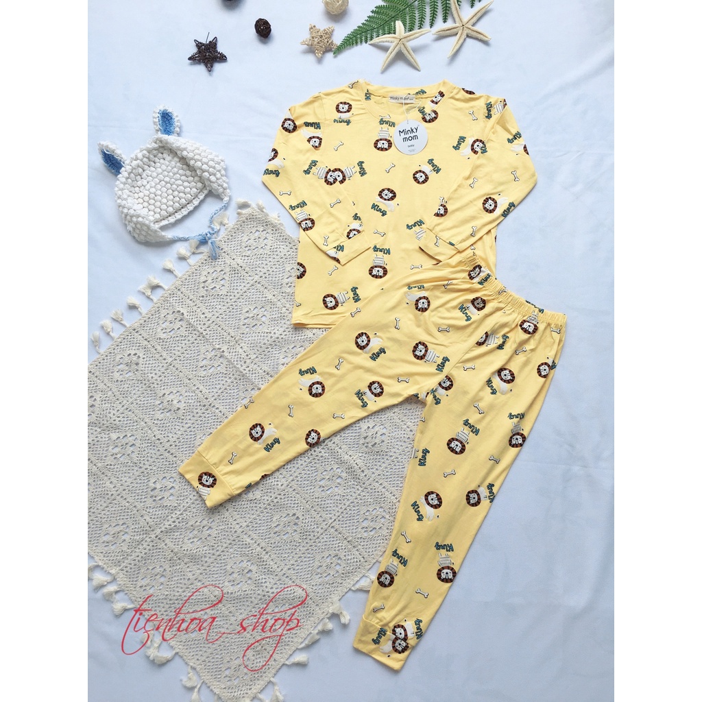 [Bé 19-32kg] Bộ tay dài thun lạnh SIZE ĐẠI Minky mom in hươu cao cổ cho bé trai bé gái từ 20-32kg