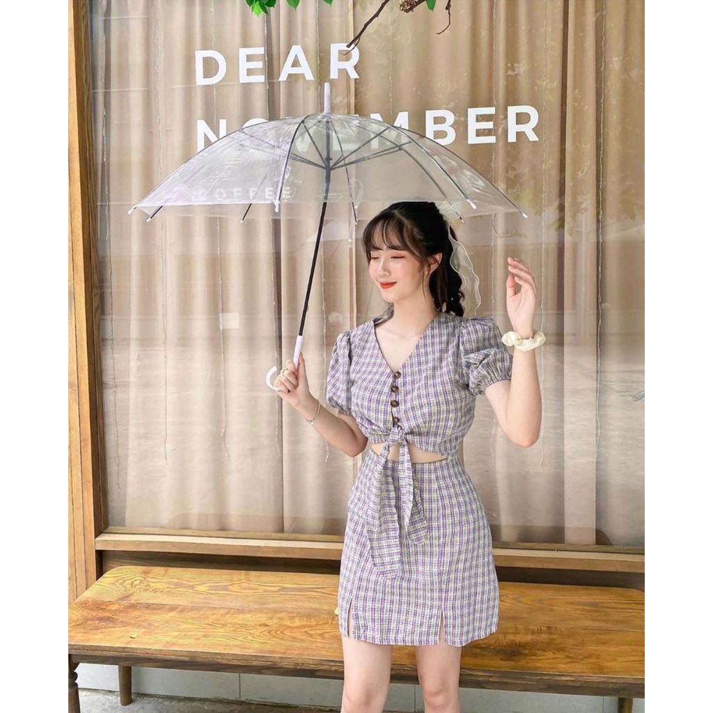 Set đầm caro cột nơ xinh ngất ngây | BigBuy360 - bigbuy360.vn