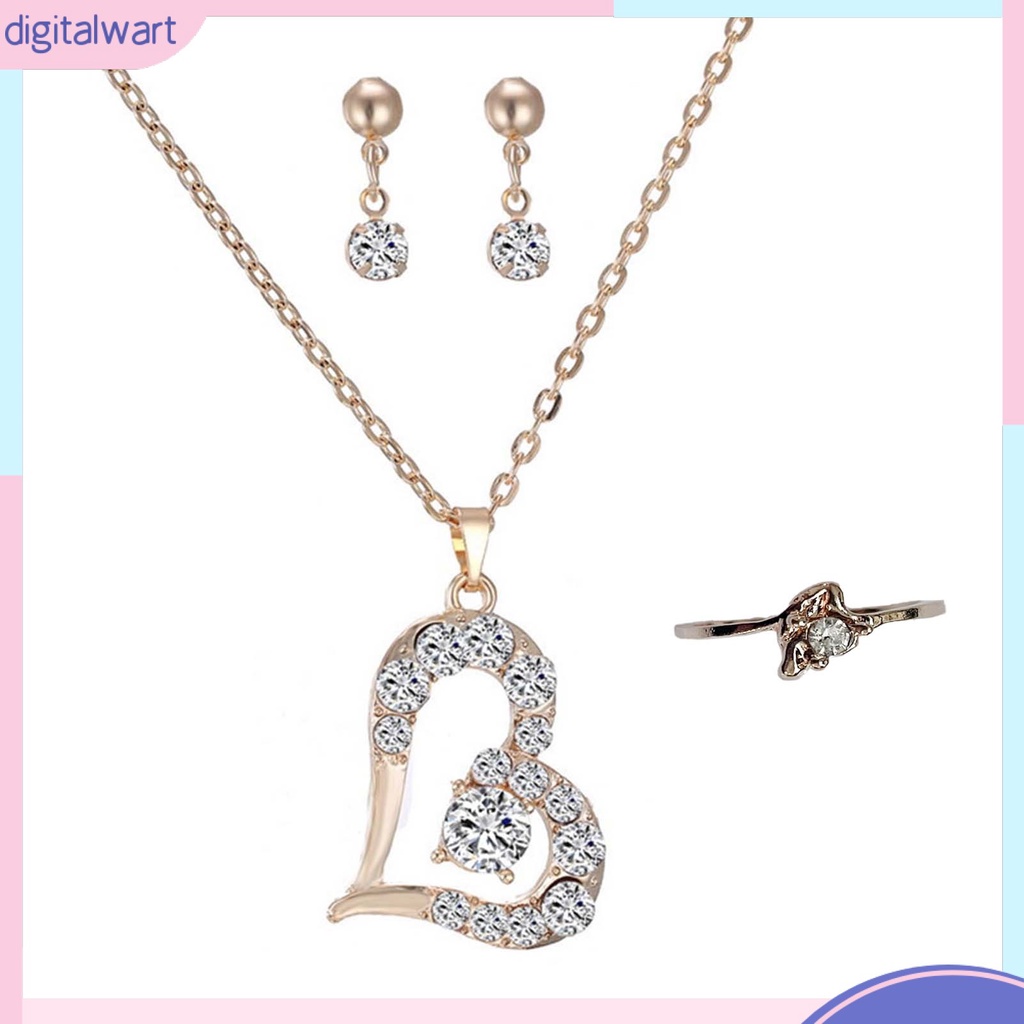 Bộ Trang Sức Mặt Trái Tim Đính Đá Sang Trọng Thời Trang Dành Cho Nữ