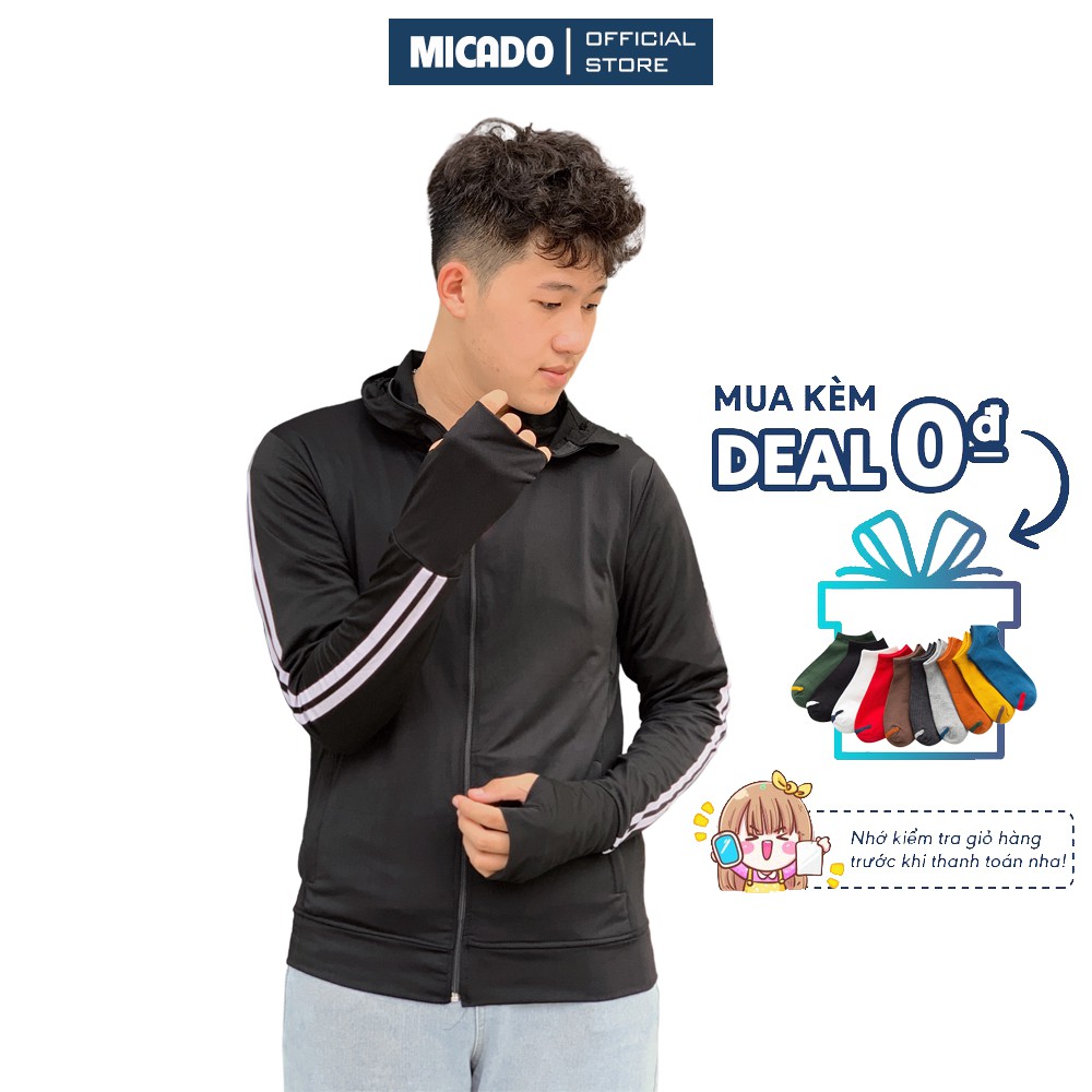 Áo khoác chống nắng nam thông hơi vân sọc vải kim cương cao cấp chống tia UV đạt chuẩn UPF 50+ Micado