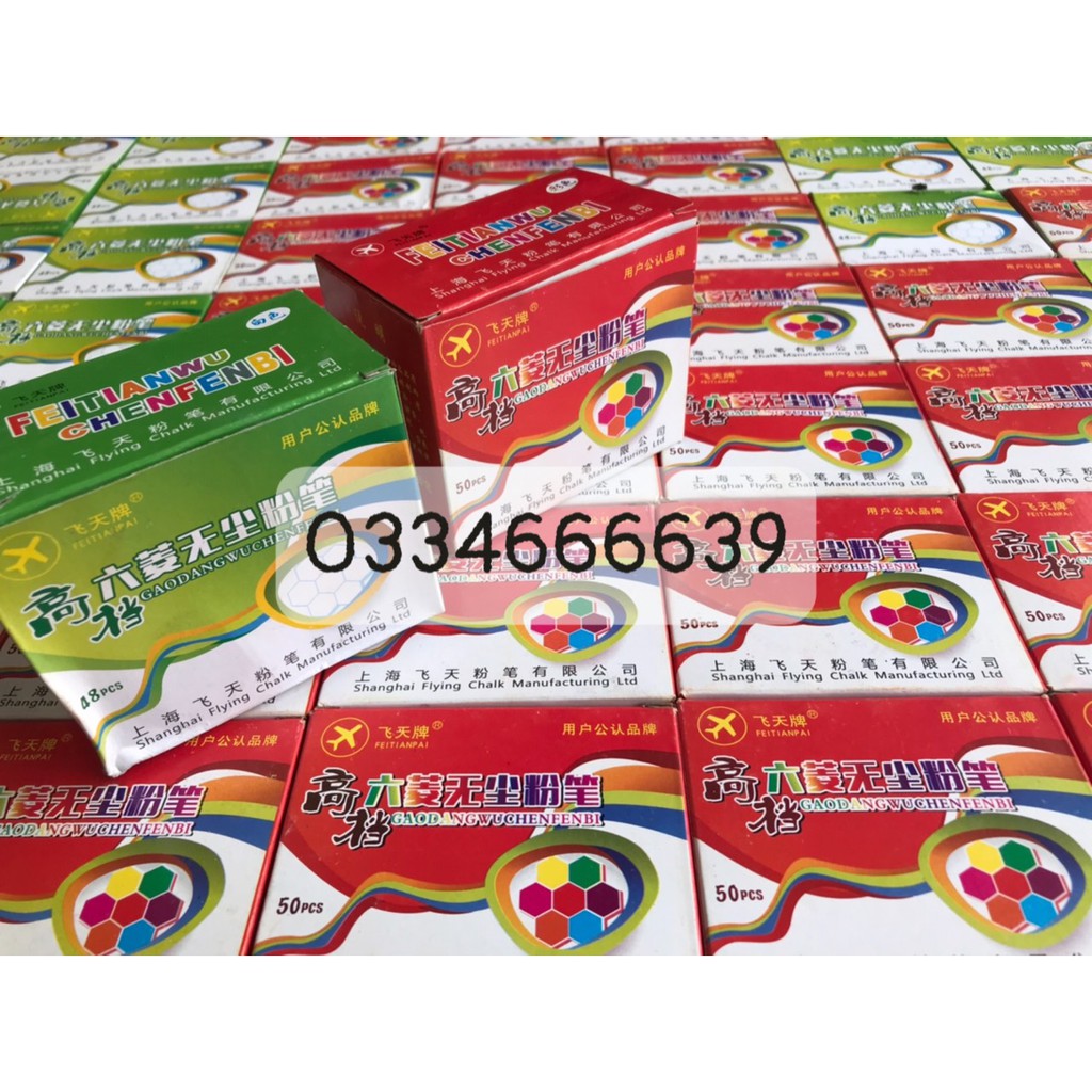 Hộp 50 Viên Phấn Màu Lục Giác 10 Màu/ Hộp 48 Viên Phấn Trắng Lục Giác Viết Bảng, Phấn Vẽ Tranh