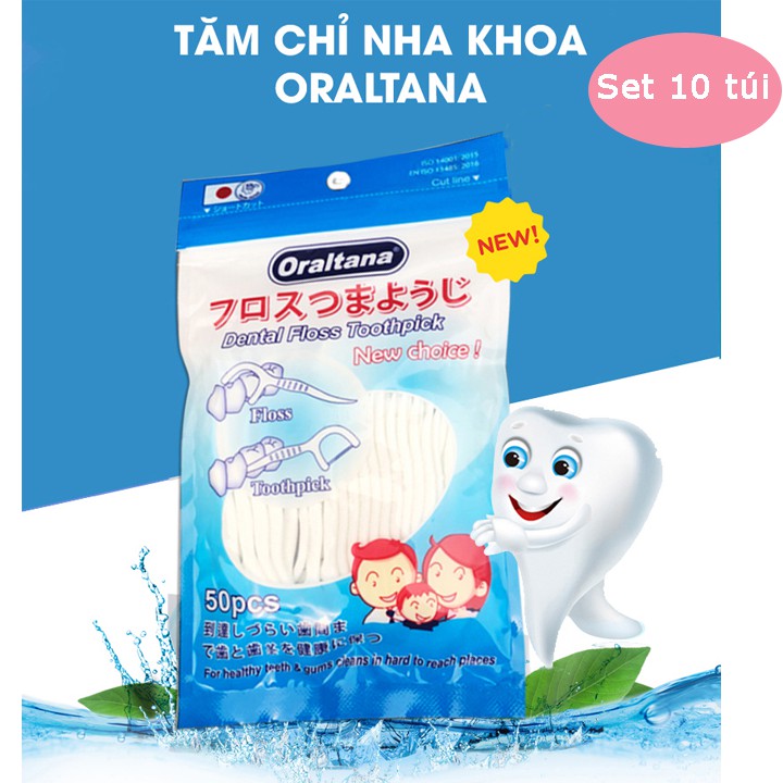 Combo 10 Túi Tăm Chỉ Nha Khoa Oraltana 500 cái (hàng Chính hãng)