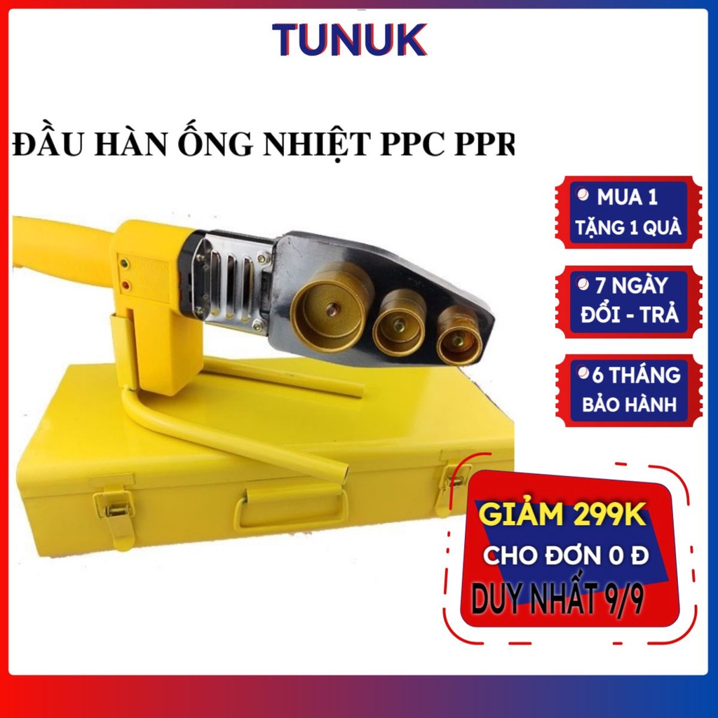 Máy hàn ống nhựa chịu nhiệt PP-R PE PPC 1000W, tản nhiệt mang cá AC 220V Tự động chỉnh nhiệt, Tunuk