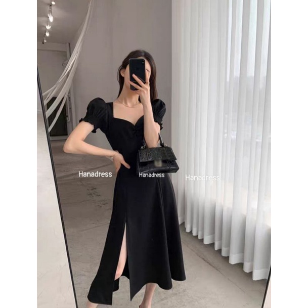 Đầm midi tay bo xẻ tà 3 màu siêu tôn dáng , váy dự tiệc , maxi đi chơi thời trang by hanadress