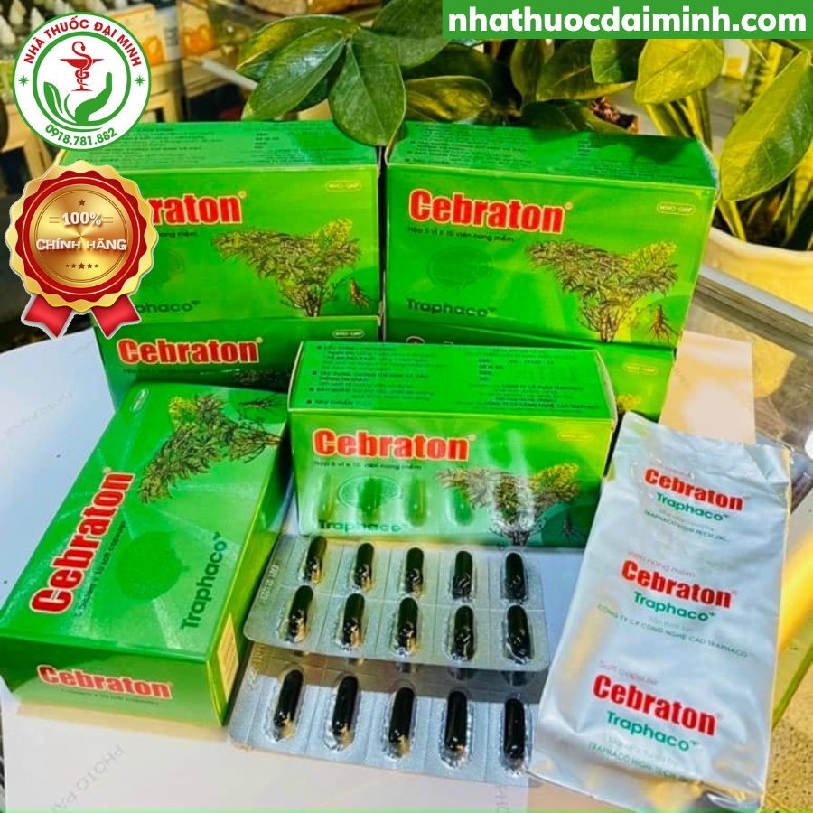 Hoạt Huyết Dưỡng Não Cebraton Traphaco Hộp 50 Viên - Tăng Cường Tuần Hoàn Máu Não, Giảm Đau Đầu, Hoa Mắt, Chóng Mặt