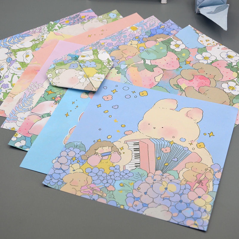 Giấy Xếp origami Hình Hoa / Trái Tim Hoạt Hình Nhiều Màu Sắc diy