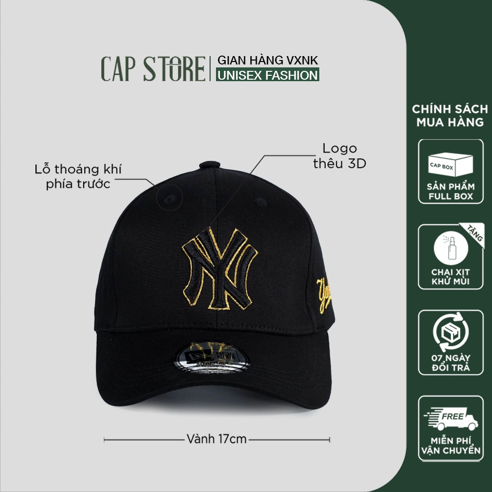 Nón NY Xuất Khẩu - Mũ nam nữ lưỡi trai thời trang cá tính unisex phom dáng thể thao full box kèm chai xịt vệ sinh nón